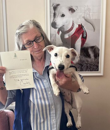 Catherine Anderson, de 71 años, sobrevivió a una caída gracias a la rápida acción de su perrita.