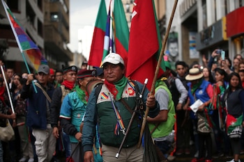 Los grupos indígenas en Bogotá. REUTERS/Luisa Gonzalez