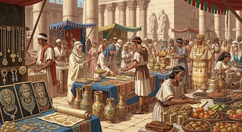 Una bulliciosa escena de mercado