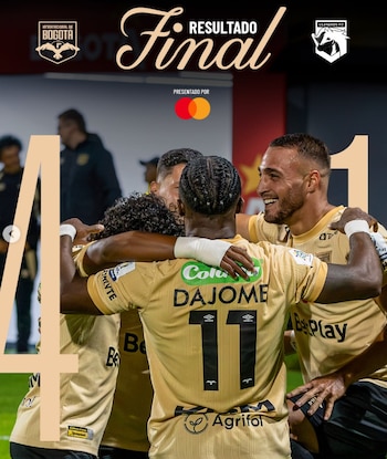 Con las anotaciones de Caballero, Dájome, Boné y Julio, el equipo bogotano eliminó al de Villavicencio, que solo tuvo la anotación de Ospina - crédito @interbogotaoficial/Instagram