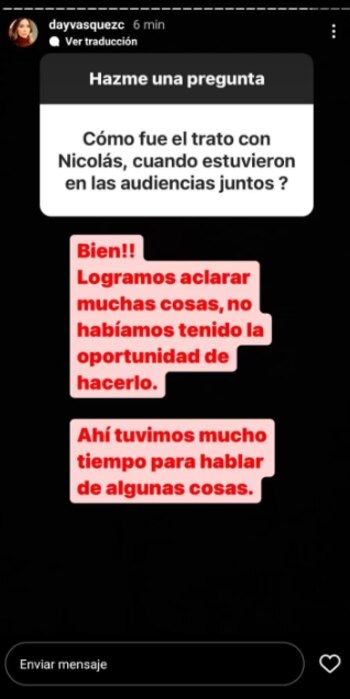 Day Vásquez expresó cómo es