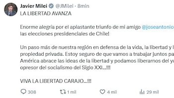 Milei celebra el triunfo de