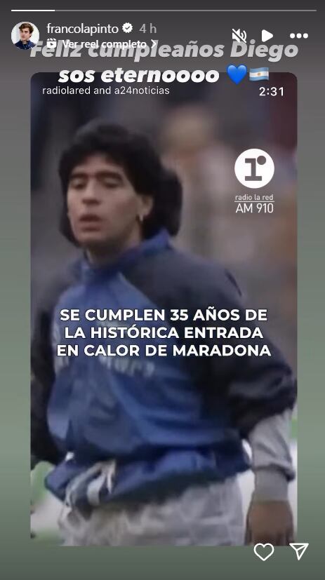 El posteo de Colapinto