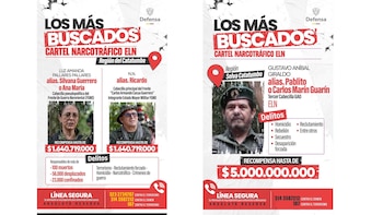 El Ministerio de Defensa recordó el cartel de los principales cabecillas del ELN en la región del Catatumbo, entre ellos alias Pablito, Ricardo y Silvana Guerrero, por quienes ofrece millonarias recompensas - crédito Pedro Sánchez/X