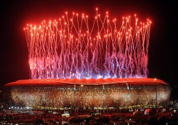 Fireworks light up the sky