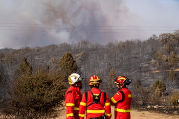O incêndio florestal ocorreu na terça-feira em Selas (Guadalajara). (EFE/Nacho Izquierdo)