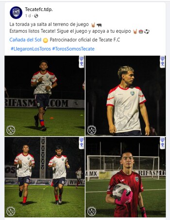 Jugadores del equipo Tecate F.C.(Facebook: