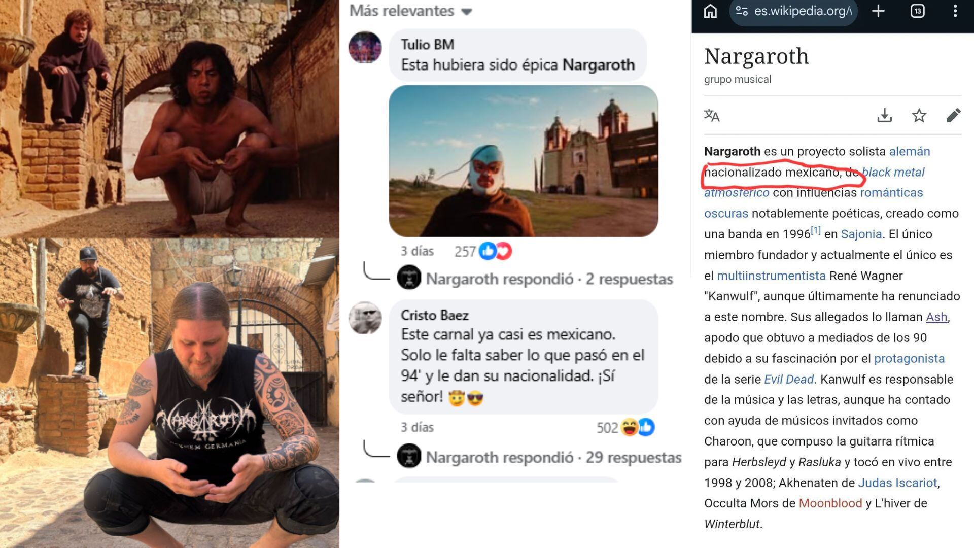El vocalista Ash relató con ironía las peripecias vividas en México,incluso los ajustes en su biografía de Wikipedia. (Captura de pantalla Facebook Nargaroth)