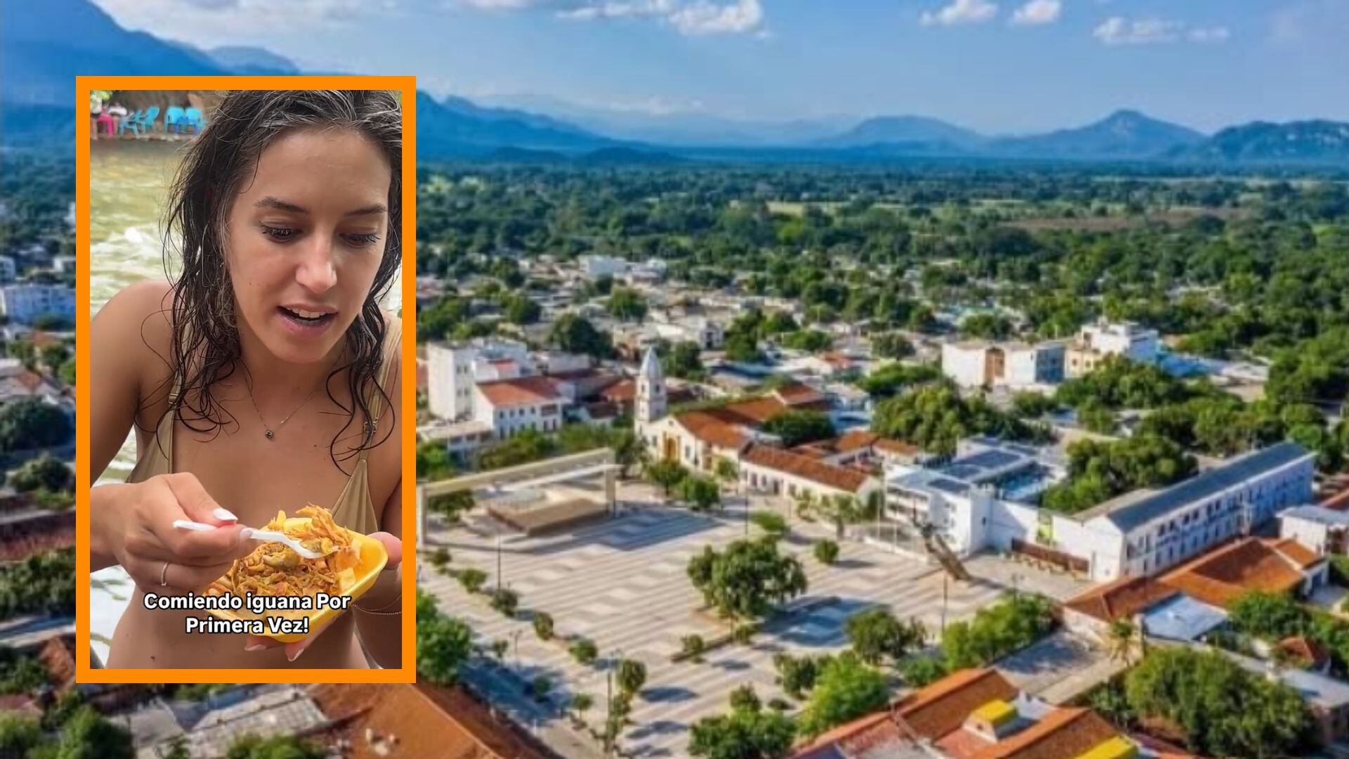 La mujer probó el animal en las orillas del río Guatapurí de la capital colombiana - crédito Captura de Pantalla redes sociales