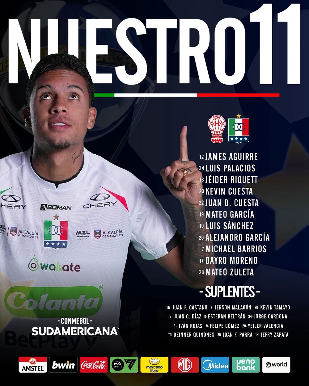 Alinhamento de Caldas uma vez para lidar com furacões na Argentina para Kopa Sudamarica - uma vez que Caldus Credit