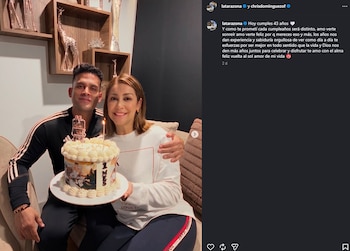 Karla Tarazona emociona con romántica dedicatoria a Christian Domínguez por su cumpleaños número 43. Captura: IG.