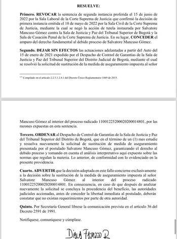 La Corte Constitucional le dio