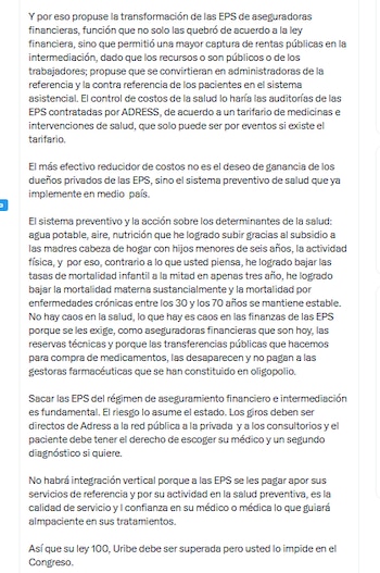 El presidente Gustavo Petro defendió su reforma a la salud, haciendo énfasis en el rol de la Adres - crédito @petrogustavo/X
