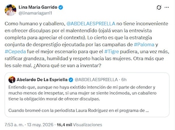 Las reacciones de Lina María Garrido y María Jimena Duzán tras el tenso episodio entre Abelardo de la Espriella y Laura Rodríguez - crédito @linamariagarri1/X
