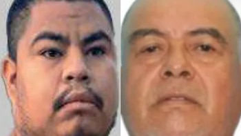 Dos retratos policiales de hombres en primer plano colocados uno al lado del otro sobre fondos neutros