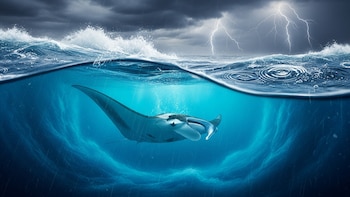 Descubren el sorprendente método de las mantarrayas para sobrevivir a las tormentas extremas en el océano