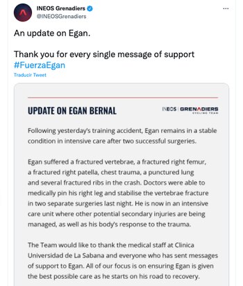 Comunicado del INEOS Grenadiers sobre