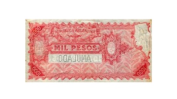 Billete anulado, con letras perforadas,