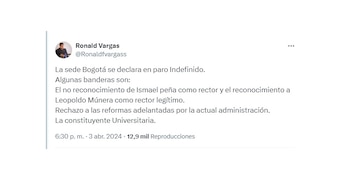 Universidad Nacional anunció paro indefinido en protesta por elección del rector-Colombia
