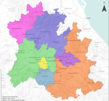 La Corona Regional del Centro de México está conformada por la Ciudad de México y 5 estados: Tlaxcala, Hidalgo, Morelos, Puebla y el Estado de México. (Gobierno de México)