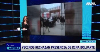 Vecinos de Los Olivos rechazan la presencia de Dina Boluarte en inauguración de colegio. (Captura: ATV)