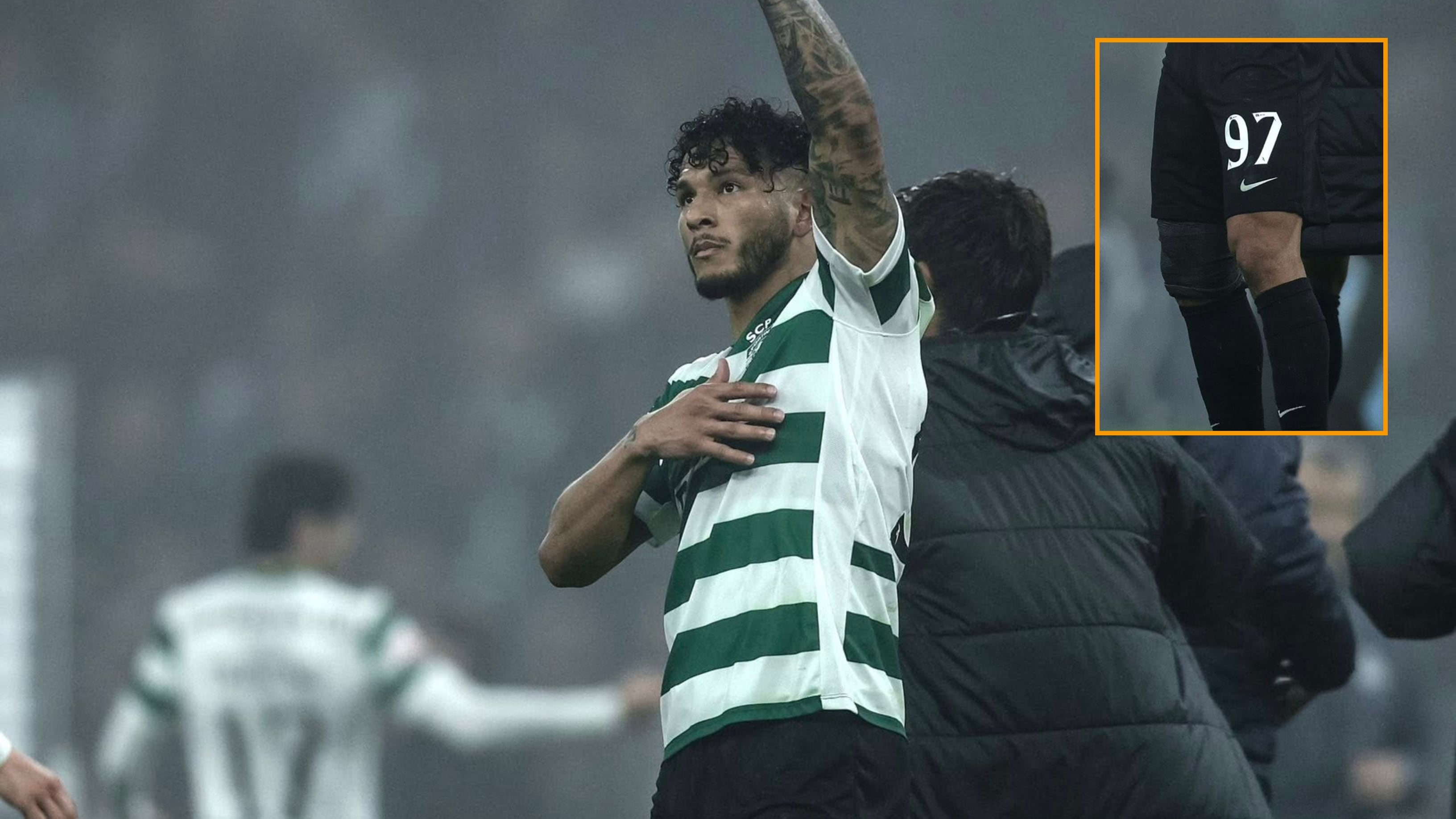 Luis Suárez terminó con un vendaje en su rodilla derecha el partido contra el FC Porto en la Liga de Portugal - crédito Sporting CP