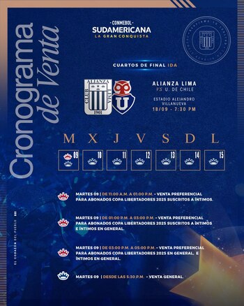 Cronograma de venta en Alianza