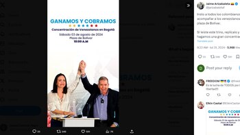 Líderes de opinión colombianos también invitaron a los connacionales a participar en estas protestas - crédito captura de pantalla X