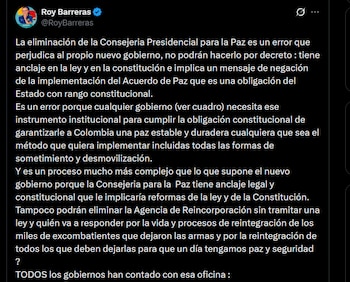 Roy Barreras - crédito @RoyBarreras/X