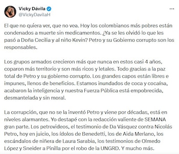 Vicky Dávila arremetió contra Gustavo
