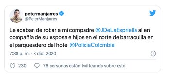 Peter Manjarrés denunció robo al