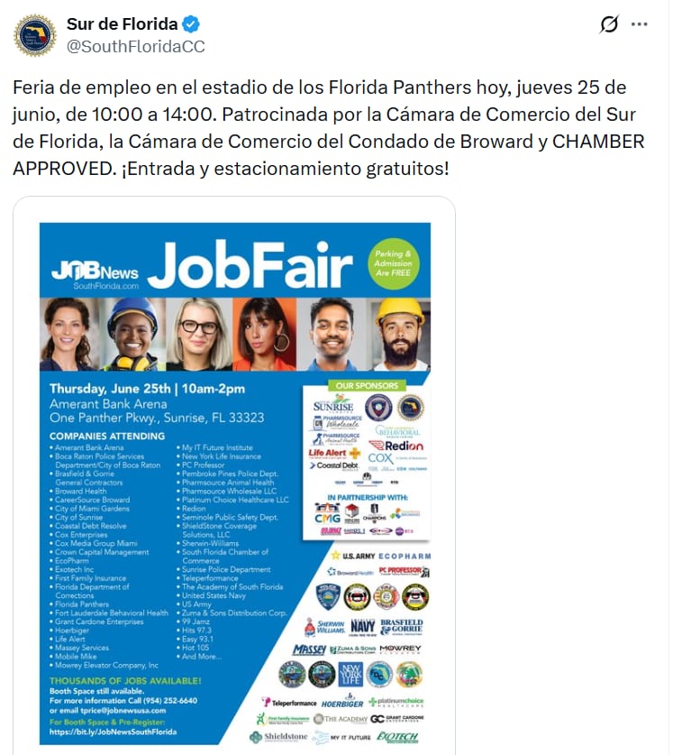 Entre las empresas y organismos participantes figuran la Ciudad de Miami Gardens, el Florida Department of Corrections, la policía de Pembroke Pines y New York Life Insurance (South Florida)