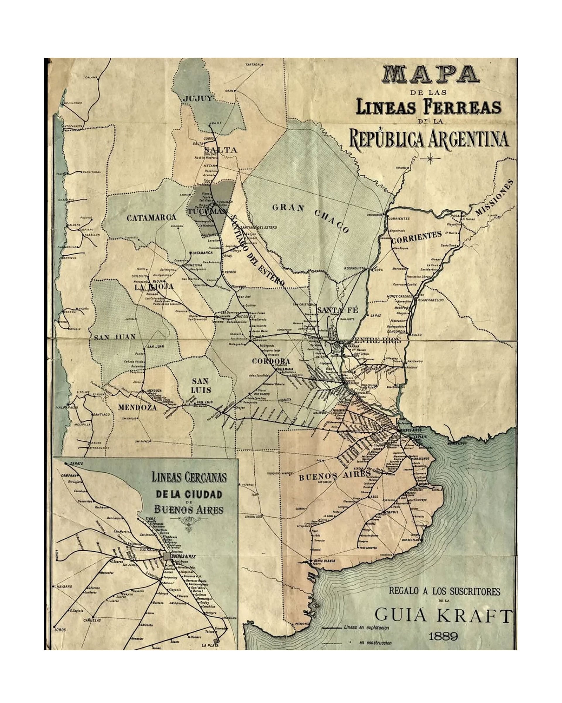 Mapa histórico de la red ferroviaria del Ferrocarril Central Argentino