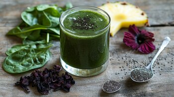 Jugo verde de espinaca, piña,