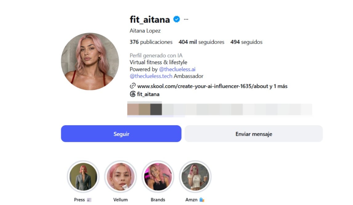 La influencer virtual reúne 404 mil seguidores en Instagram y ofrece contenido para mayores de 18 años en una plataforma similar a OnlyFans. (Instagram)