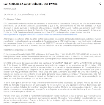 Gustavo Bolívar Bolívar señaló que