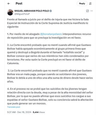 Miguel Polo Polo habló