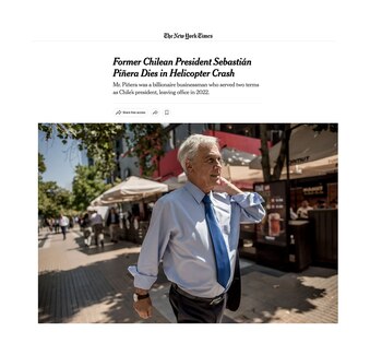 reacciones d medios internacionales muerte piñera