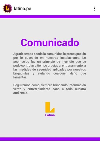 Comunicado por el incendio en