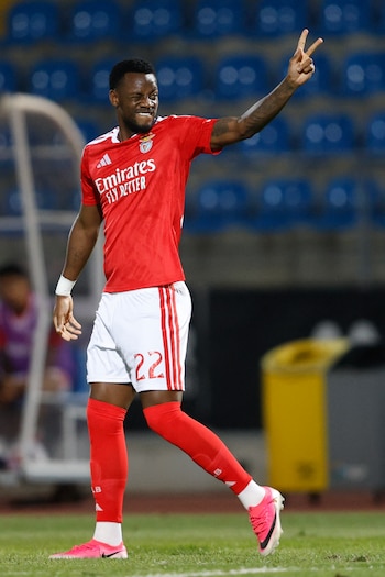 El colombiano Jhon Jáder Durán celebrando su primer gol oficial con el Benfica-crédito Filipe Amorim/AFP