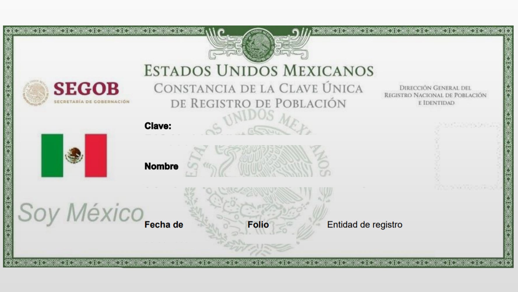 La CURP debe estar certificada para poder participar en el registro. (Foto: Gobierno de México)