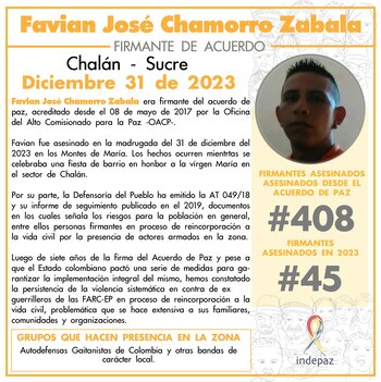 Último firmante de paz asesinado en el 2023