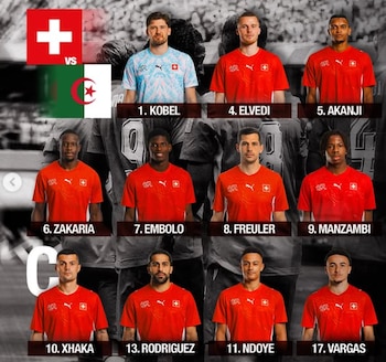 Este es el once inicial de la Selección de Suiza para enfrentar a Argelia - crédito @swissnatimen/Instagram