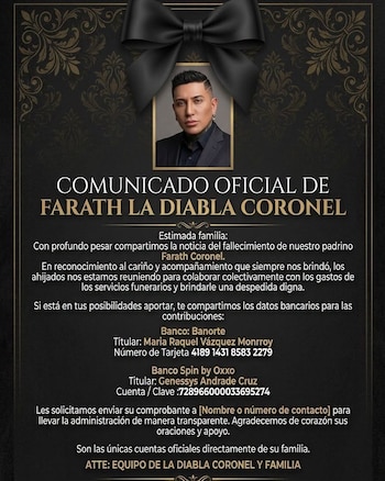 Comunicado difundido en la cuenta oficial "La Casa De Las Congas" en el que solicitan donaciones bancarias.