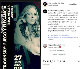 Elisa Vegas, directora titular de la Orquesta Sinfónica Gran Mariscal de Ayacucho, llega a Lima para dirigir un concierto que reúne la obertura de Così fan tutte, la Sinfonía n.º 35 “Haffner”, Valse triste y la Suite Pulcinella como cierre.