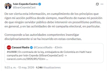Iván Cepeda, en su intención de desmarcarse de esta polémica, pidió investigación contra la funcionaria - crédito @IvanCepedaCast/X