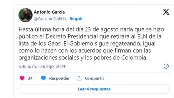 En un breve comunicado, Antonio