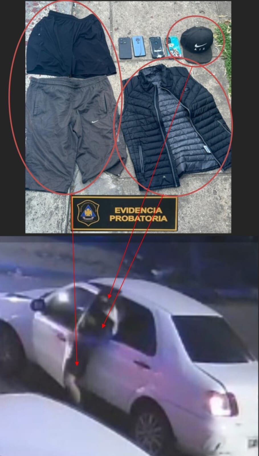 En el allanamiento, los policías también incautaron ropa similar a la que vestía el acusado al momento del hecho