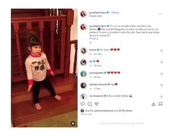 La emoción de Griselda Siciliani por el cumpleaños de su hija posteo