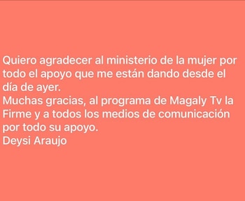 Deysi Araujo agradece el apoyo